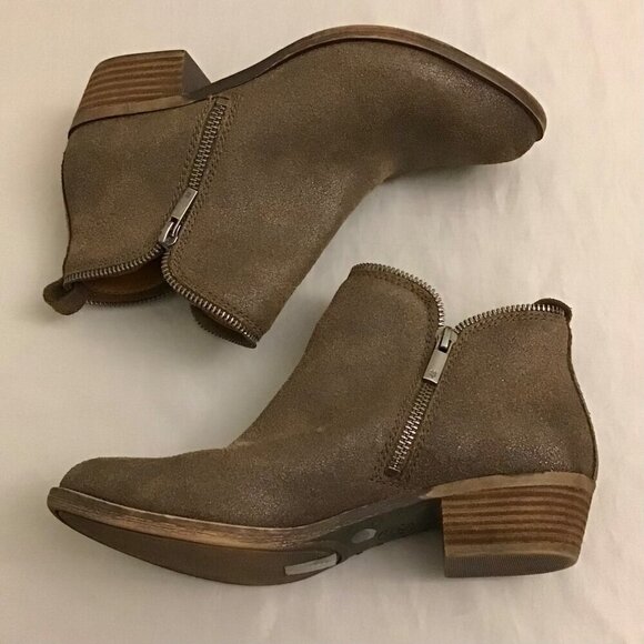 Lucky Brand 7.5 Bartalino Women’s Booties Suede Leather Ankle Boots Brown - Picture 10 of 12